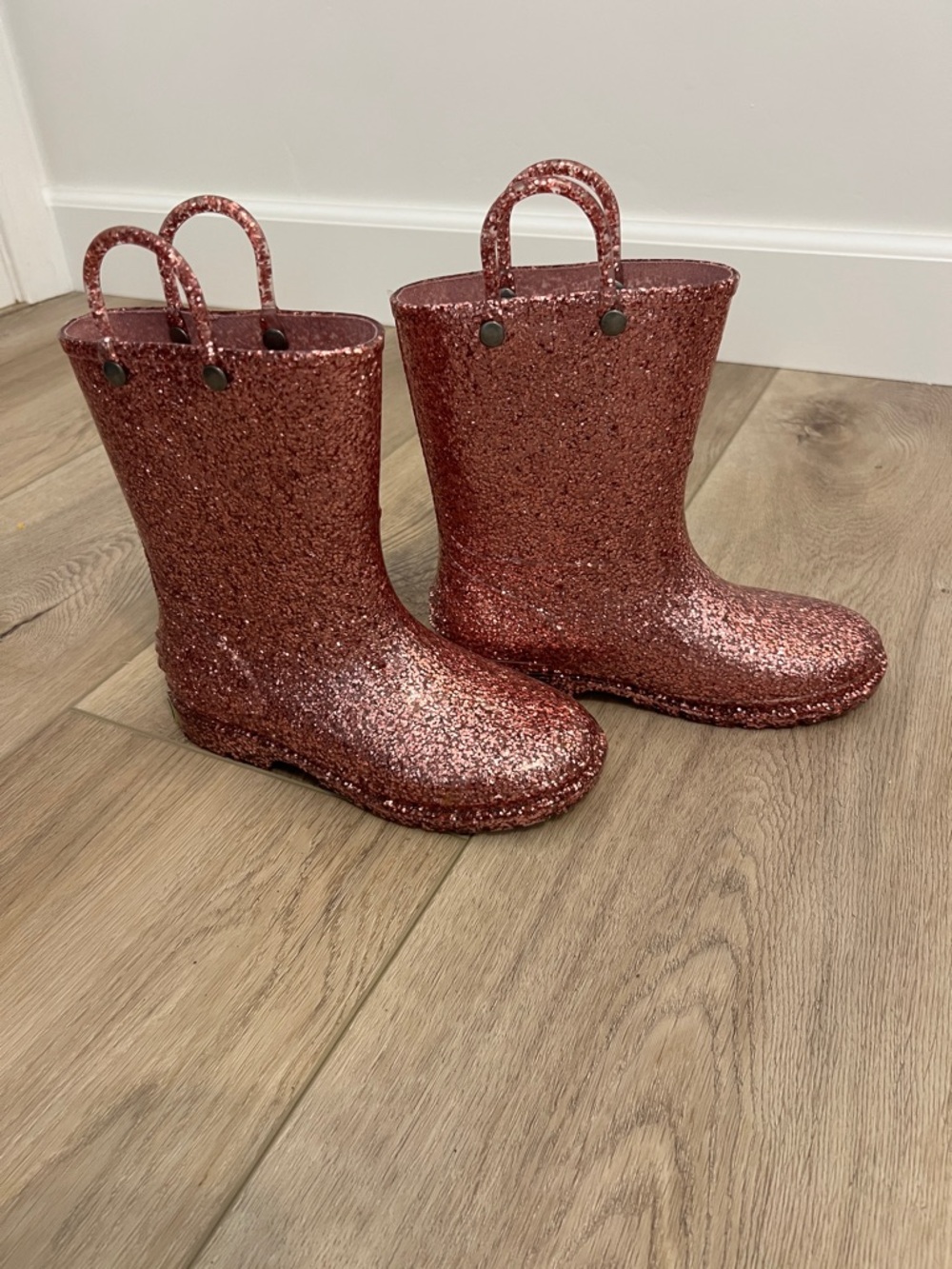 Sparkly Rose Pink Kids' Glitter Rain Boots